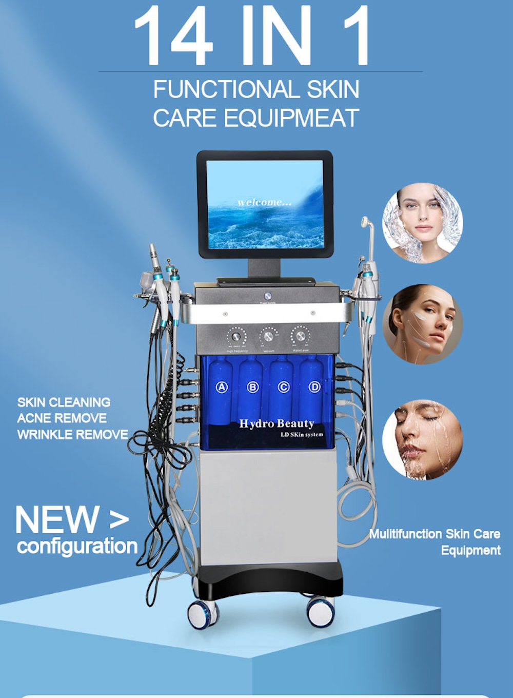 14in1 Multi Dermabrasion Facia - Hydra Dermabrasion Aqua Peel Machine 评论和价格