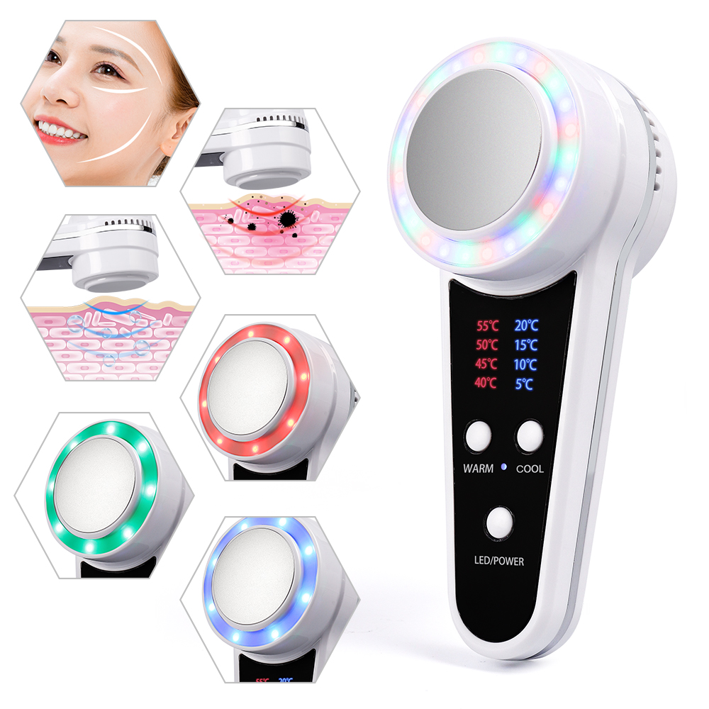 3 Colors LED Photon Therapy Ho - Cold Warm Hammer Facial Machine 评论和价格