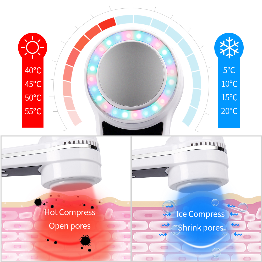 3 Colors LED Photon Therapy Ho - Cold Warm Hammer Facial Machine 评论和价格
