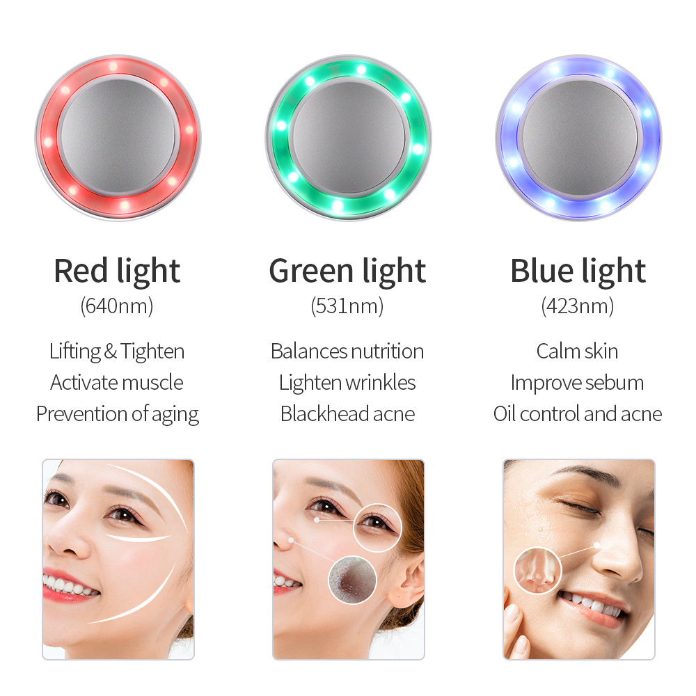 3 Colors LED Photon Therapy Ho - Cold Warm Hammer Facial Machine 评论和价格