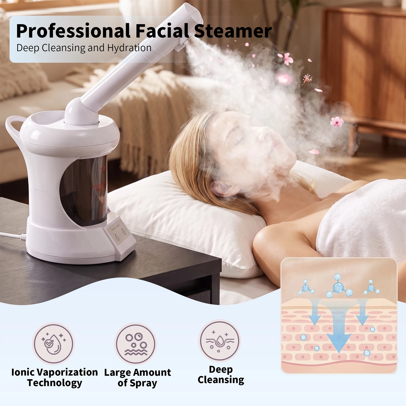 2-in-1 Facial and Hair Steamer - Facial Steamer Nano Ionic Hot Mist 评论和价格